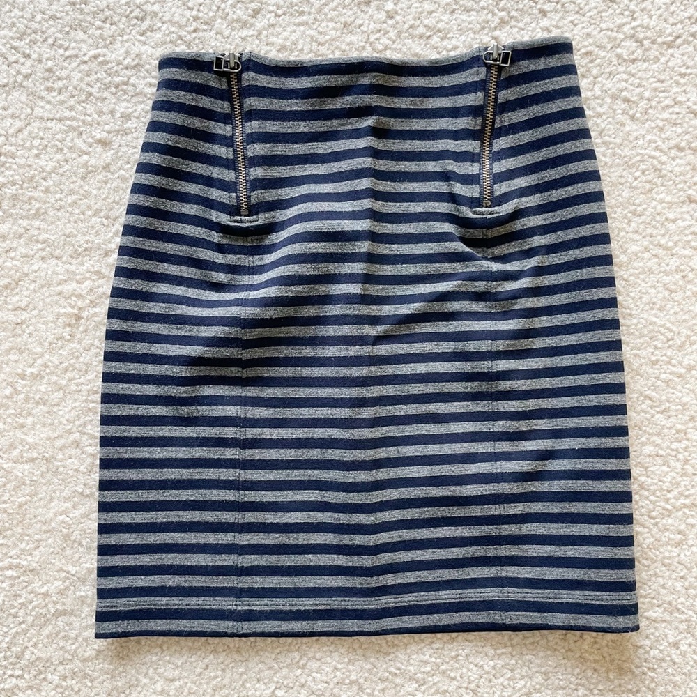 Sunday Best Navy and Gray Pencil Skirt Thigh-Length